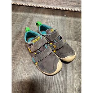 Plae‎ Ty Youth Sneakers Gray Blue Yellow Hook Loop Athletic Shoes Size 10